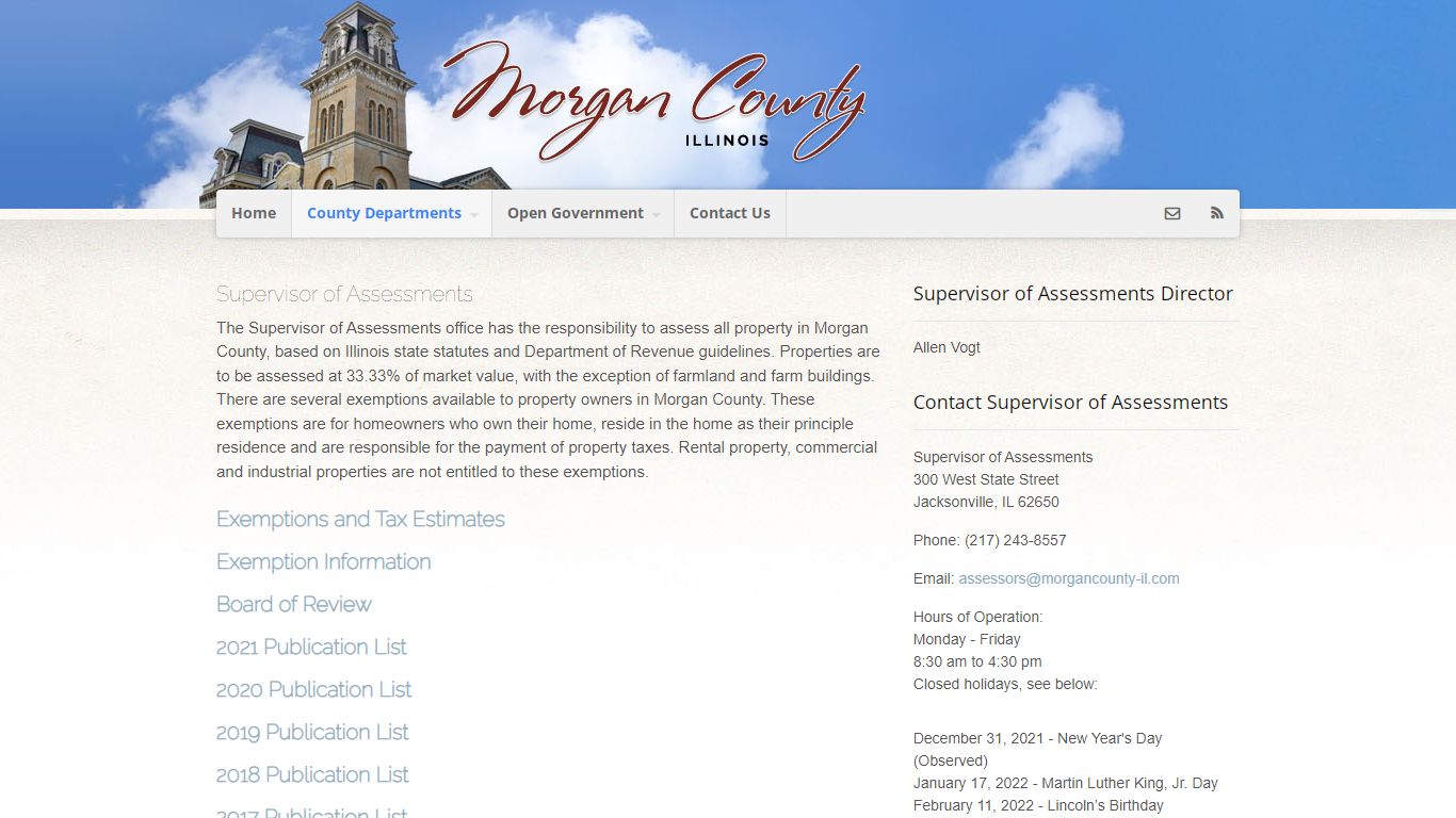 Supervisor of Assessments | Morgan County, IL